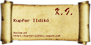 Kupfer Ildikó névjegykártya